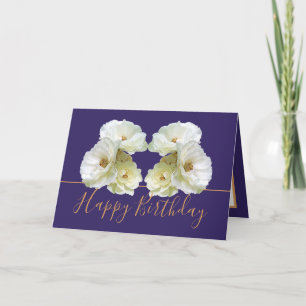 White Roses Chic Elegante Floral Bouquet Geburtsta Karte