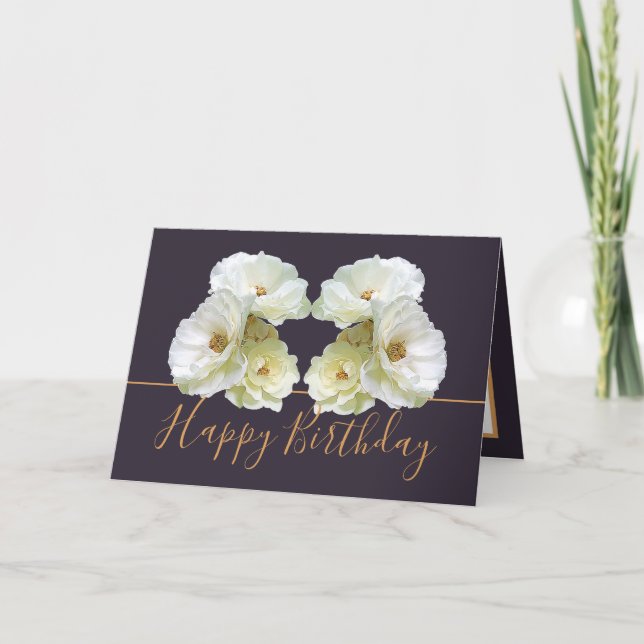 White Roses Chic Elegante Floral Bouquet Geburtsta Karte (Vorderseite)