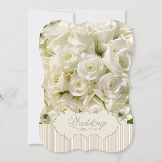 White Roses Elegante Einladung zur Hochzeit (Vorderseite)