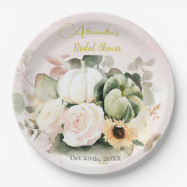 White Roses Fall Pumpkins Pappteller