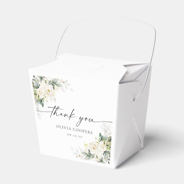 White Roses Floral Baby Duschbox Geschenkschachtel (Vorderseite)