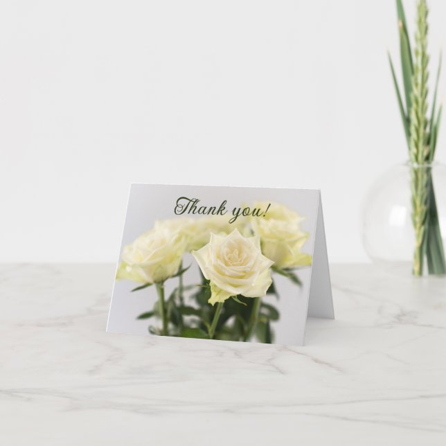 White Roses Floral Bouquet Foto Zeitlos Dankeskarte (Vorderseite)