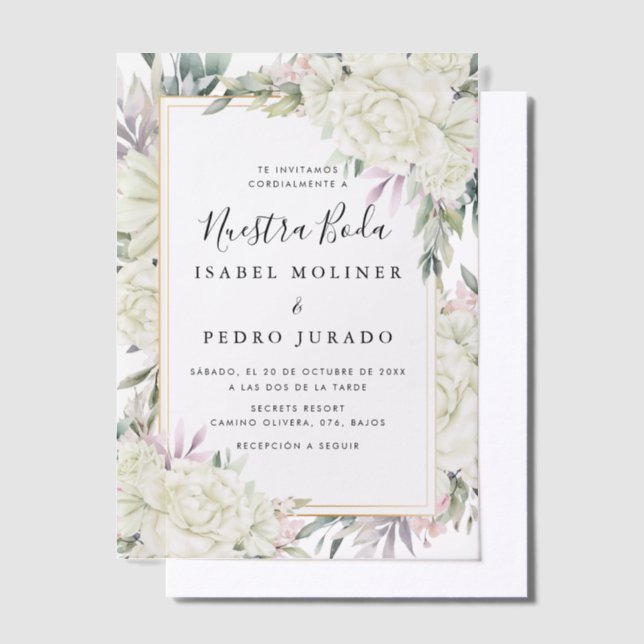 White Roses Floral Nuestra Boda Spanische Hochzeit (Versetzt)