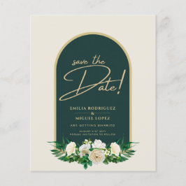 White Roses Forest Green Winter Wedding Rett Dates Flyer
