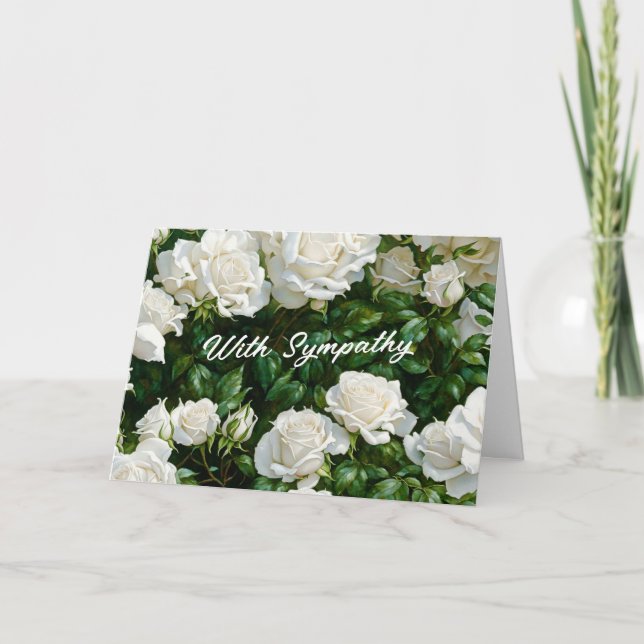 White Roses Garden Art Sympathie Karte (Vorderseite)