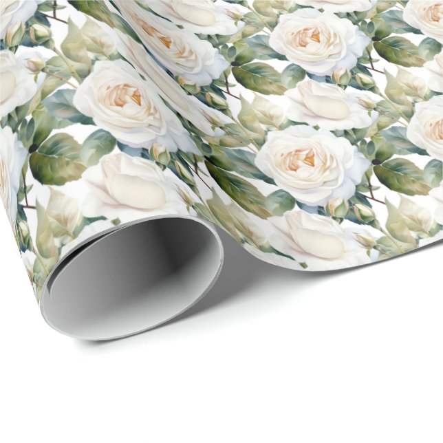 White Roses Geschenkpapier (Rolleneckpunkt)