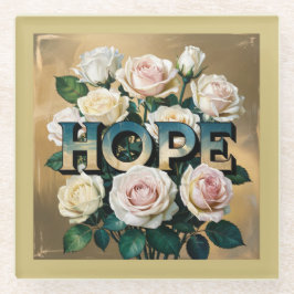 White Roses Gold Glass Untersetzer