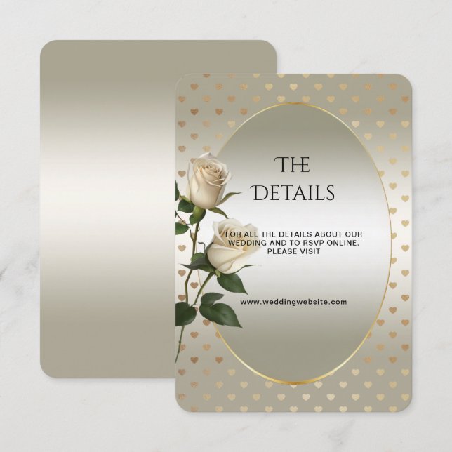 White Roses Gold Hearts - Detailkarte Begleitkarte (Vorne/Hinten)