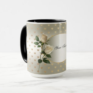 White Roses Gold Hearts Tasse