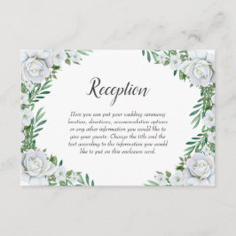 White Roses Greenerage Foliage Wedding Begleitkarte
