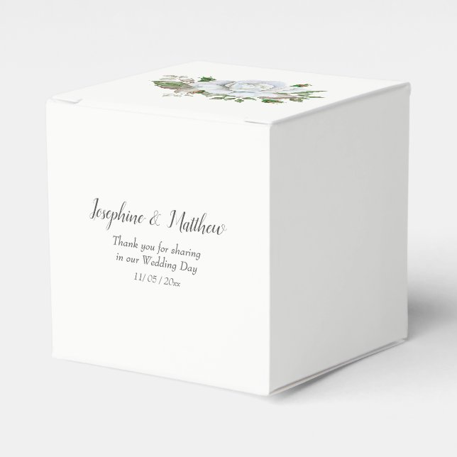 White Roses Greenerage Foliage Wedding Geschenkschachtel (Vorderseite)