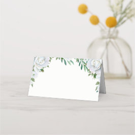White Roses Greenerage Foliage Wedding Platzkarte