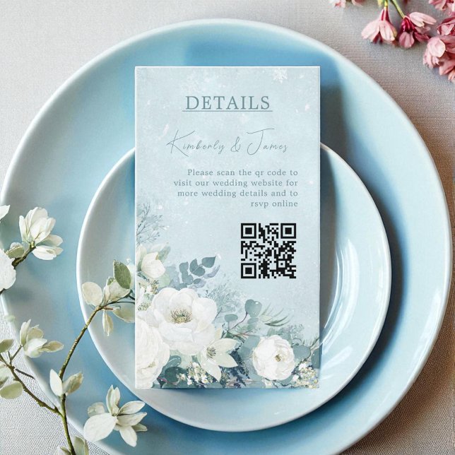 White Roses Hellebores Silver Eucalyptus Wedding Begleitkarte (Von Creator hochgeladen)