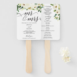 White Roses Mr. und Mrs. Wedding Program Fan Fächer