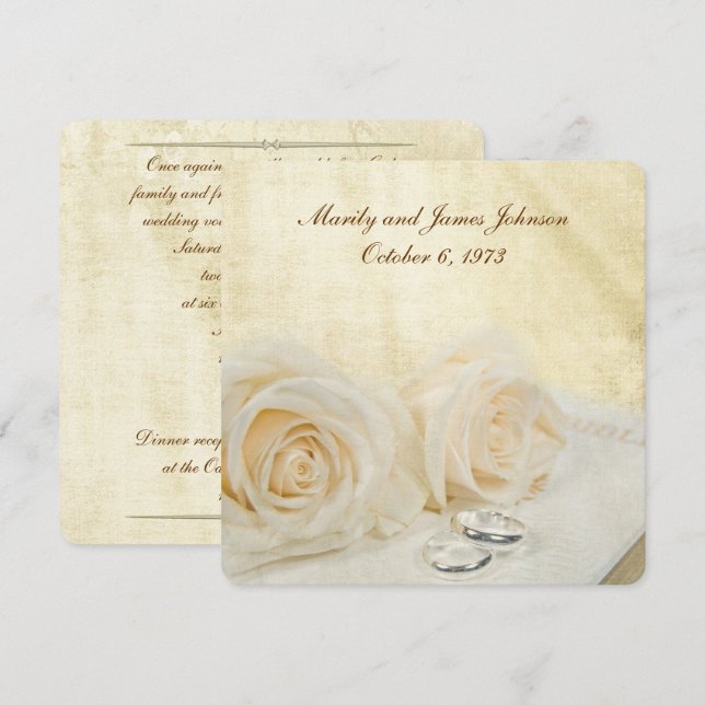 White Roses on Bible Vow Renewal Einladung (Vorne/Hinten)