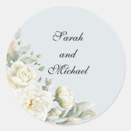 White Roses Powder Blue Stickers