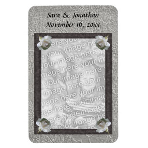 White Roses Rahmen Wedding Foto Personalisiert Magnet