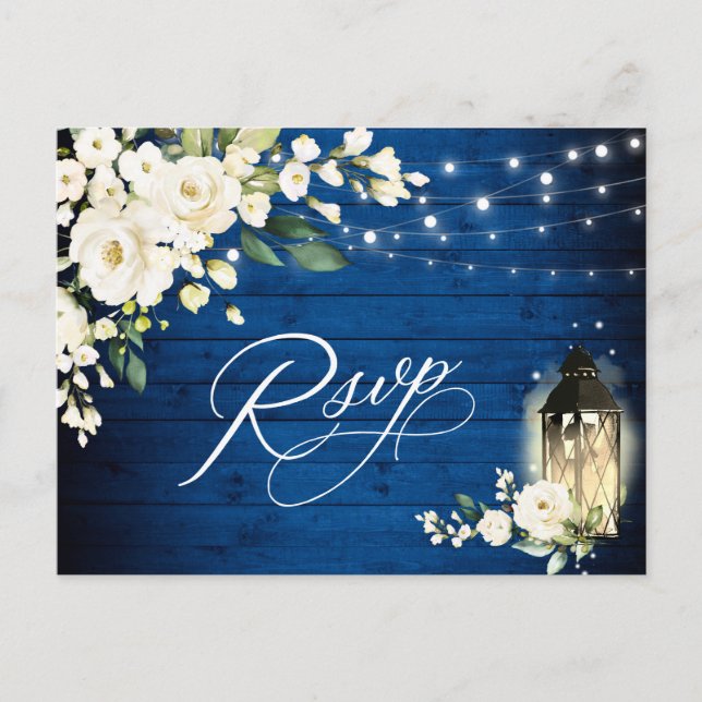White Roses Royal Blue Wood UAWG Meal Choice Postkarte (Vorderseite)