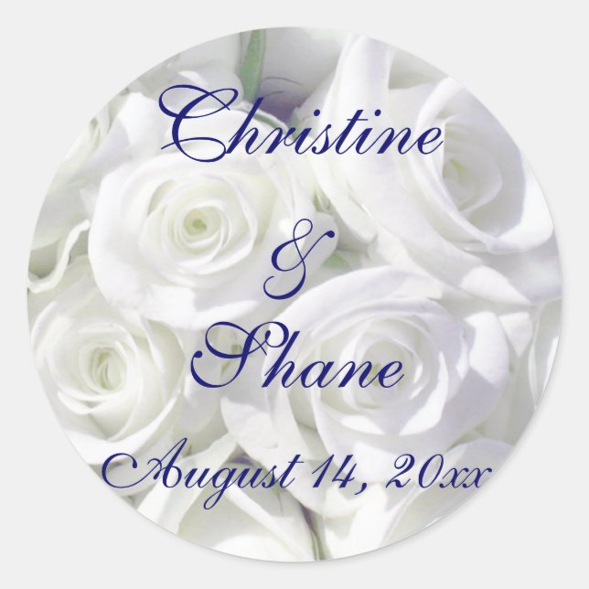White Roses Runder Aufkleber (Vorderseite)
