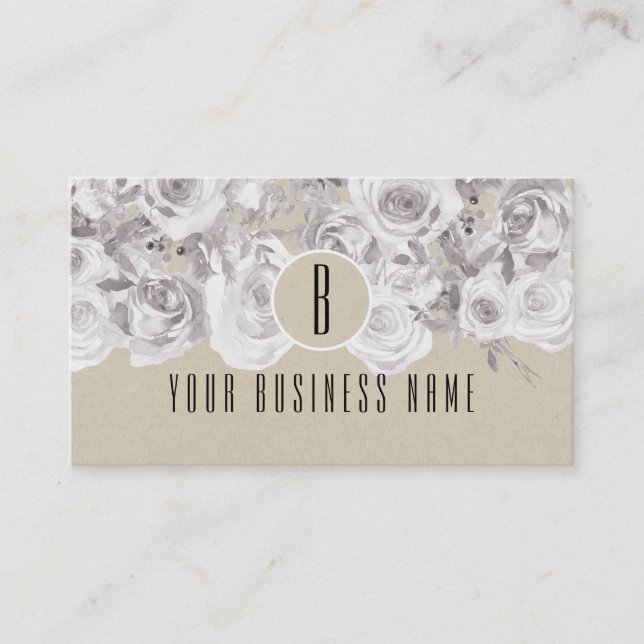 White Roses Rustic Kraft Kundenbindungskarte Treuekarte (Vorderseite)