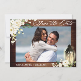 White Roses Rustic Wood Lantern Wasserfarbe Hochze Save The Date