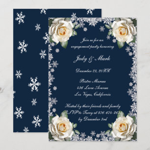 White Roses Snowflags Weihnachtsbummler Einladung