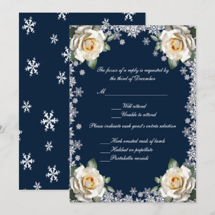 White Roses Snowflake Hochzeitkarte Einladung