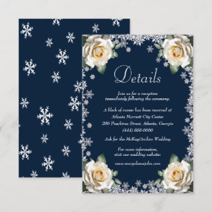 White Roses Snowflake Weihnachten Hochzeit Details Begleitkarte
