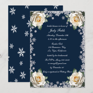 White Roses Snowflake Weihnachts-Brautparty Einladung
