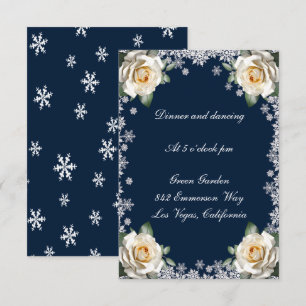 White Roses Snowflake Weihnachtsempfehlung Einladung