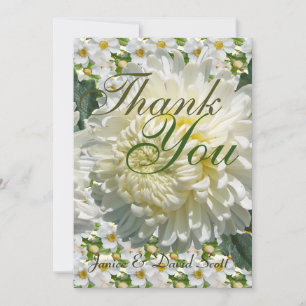 White Roses und Chrysanthemum Wedding Vielen Dank Dankeskarte