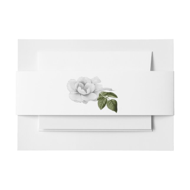 White Roses und Ferns Wedding Einladungsbanderole (Vorderseite Beispiel)