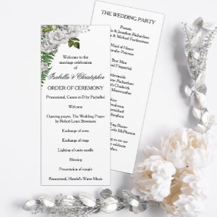 White Roses und Ferns Wedding Programm