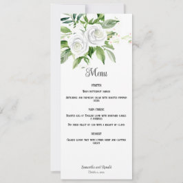 White Roses und Gipskraut Wedding Menu Card Einladung