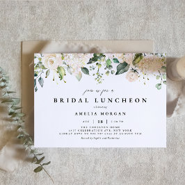 White Roses und Hydrangeas Bridal Luncheon Einladung
