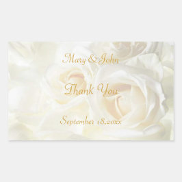 White Roses Vielen Dank für Ihr Hochzeitsticker Rechteckiger Aufkleber