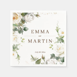 White Roses Wedding Elegante Florals Serviette
