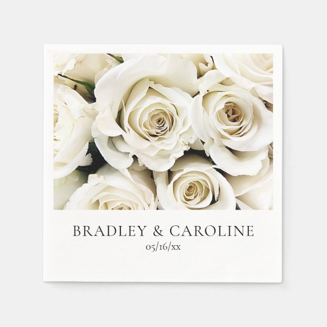 White Roses Wedding Serviette (Vorderseite)