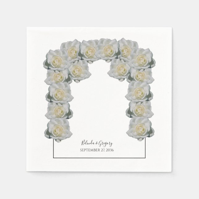 White Roses Wedding Serviette (Vorderseite)