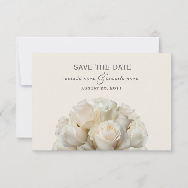 White Roses Wedding speichert das Datum Save The Date (Vorderseite)