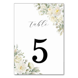 White Roses Wedding Table Number Sign Tischnummer
