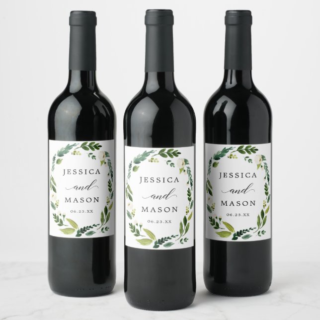 White Roses Wedine Wine Bottle Labels Weinetikett (Flaschen)