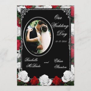 White & Rote Rosen Hochzeit Foto Einladungen 12x18