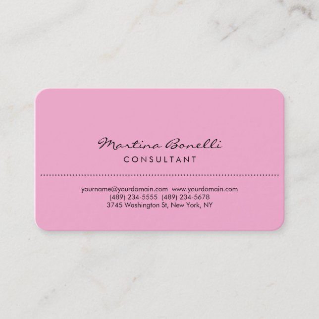 White Rounded Corner Lavendel Pink Business Card Visitenkarte (Vorderseite)