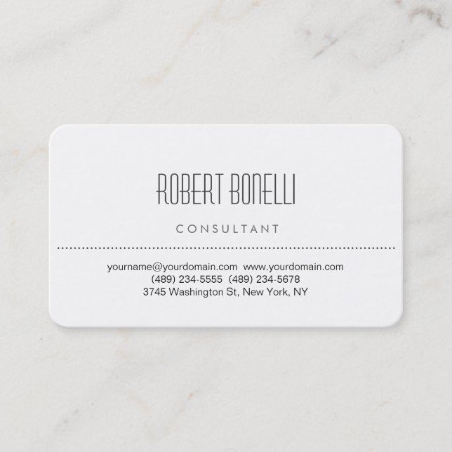White Roundle Corner Consultant Business Card Visitenkarte (Vorderseite)