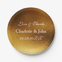 White Royal Metallic Shiny Gold Paper Plate