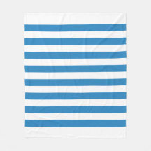 White & Royal Pastel Blue Lines Fleece Blanket