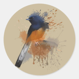 White Rumped Shama Bird Runder Aufkleber