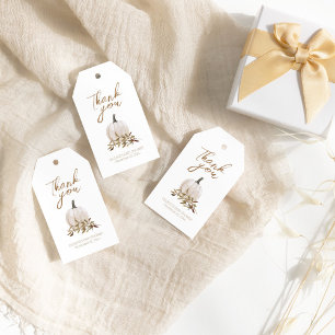 White Rustic Boho Pumpkin Baby Dusche Danke Geschenkanhänger