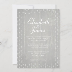 White Rustic Country Barn Wood Wedding Invitations